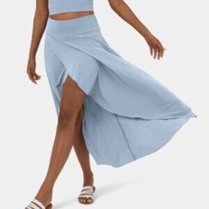 HALARA High Waisted High Low Ruffle 2-in-1 Flowy Quick Dry Maxi Skirt